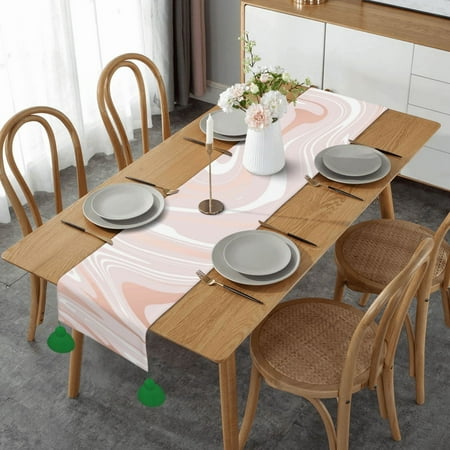 Delicate Pink Marble Of Marble With Imitation Of Rose Gold Table Runner Imitation Linen Table Runner With Green Tassels For Party And Dining Room 14 x 60
Delicate Pink Marble Of Marble With Imitation Of Rose Gold Table Runner Imitation Linen Table Runner With Green Tassels For Party And Dining Room 14 x 60