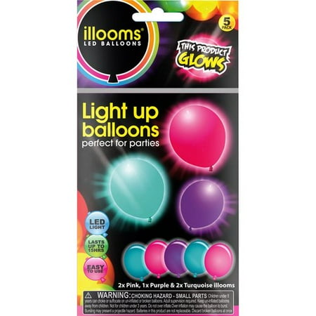 5ct illooms LED Light Up Mixed Solid Balloon