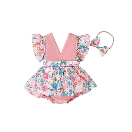Sunisery Newborn Baby Girl 2Pcs Summer Easter Outfits Sleeveless V Neck Romper Dress with Bow Headband Set
Sunisery Newborn Baby Girl 2Pcs Summer Easter Outfits Sleeveless V Neck Romper Dress with Bow Headband Set