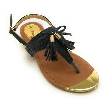 Victoria K Tassels Gold Tip Thong Sandal