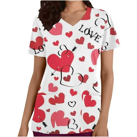 Odeerbi Valentine s Day Scrub Tops for Women V Neck T-Shirts Printed Short Sleeve Pocket Overalls Red
Odeerbi Valentine s Day Scrub Tops for Women V Neck T-Shirts Printed Short Sleeve Pocket Overalls Red