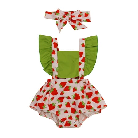 Faithtur Newborn Infant Baby Girls Jumpsuit Outfits Fruit Printed Fly Sleeve Square Collar Romper +Bowknot Headband 2Pcs Set 0-18M
Faithtur Newborn Infant Baby Girls Jumpsuit Outfits Fruit Printed Fly Sleeve Square Collar Romper +Bowknot Headband 2Pcs Set 0-18M