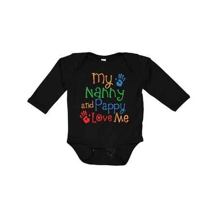 Inktastic Nanny and Pappy Love Me Gift Baby Boy or Baby Girl Long Sleeve Bodysuit