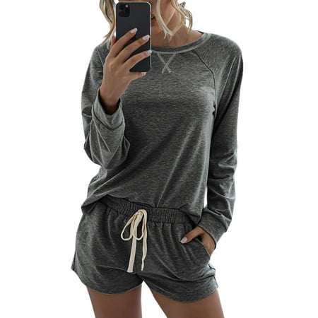 Women s Solid Color Pajama Set Casual 2 Piece Lace Up Shorts Crew Neck Short Sleeve T Shirt Tops
Women s Solid Color Pajama Set Casual 2 Piece Lace Up Shorts Crew Neck Short Sleeve T Shirt Tops
