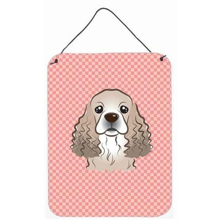 Checkerboard Pink Cocker Spaniel Wall and Door Hanging Prints