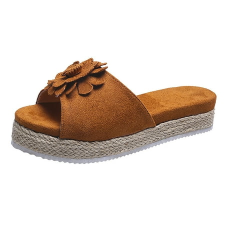 Cathalem Women s Foreign Trade Large Flat Heel Thick Sole Flower Knitted Sole Sandals Shoes Brown 40
Cathalem Women s Foreign Trade Large Flat Heel Thick Sole Flower Knitted Sole Sandals Shoes Brown 40