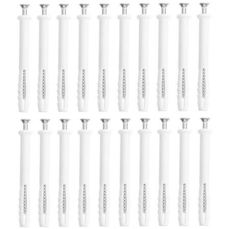 100pcs Plastic Ribbed Wall Anchors and Screws Kit Self Tapping Drywall Anchors