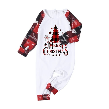 

Honeeladyy Christmas Family Pajamas Parent-child Attire Christmas Suits Patchwork Plaid Printed Homewear Round Neck Long Sleeve Pajamas Two-piece Baby Sets Sales Online