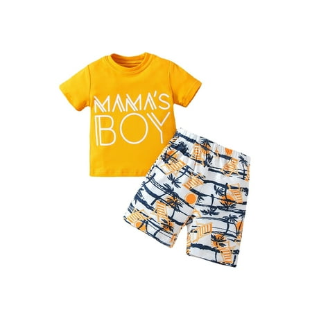Canrulo Kids Toddler Baby Boy Summer Clothes Short Sleeve Mama s Boy Letter Printed T-Shirt + Shorts Hawaii Outfits Yellow 2-3 Years
Canrulo Kids Toddler Baby Boy Summer Clothes Short Sleeve Mama s Boy Letter Printed T-Shirt + Shorts Hawaii Outfits Yellow 2-3 Years