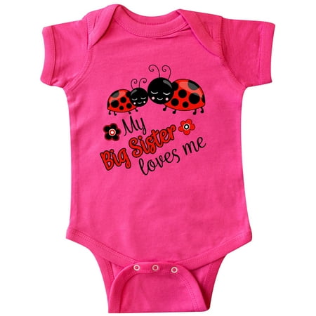 Inktastic My Big Sister Loves Me with Cute Ladybugs Gift Baby Boy or Baby Girl Bodysuit