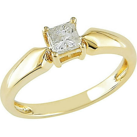 1/3 Carat T.W. Princess-Cut Diamond 10kt Yellow Gold Solitaire Ring