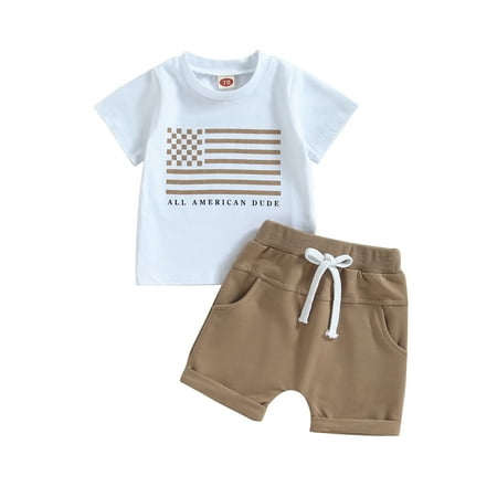 Calsunbaby 4th of July Baby Boys Summer Short Sleeve T-shirt National Flag Letter Print and Elastic Casual Shorts Set
Calsunbaby 4th of July Baby Boys Summer Short Sleeve T-shirt National Flag Letter Print and Elastic Casual Shorts Set