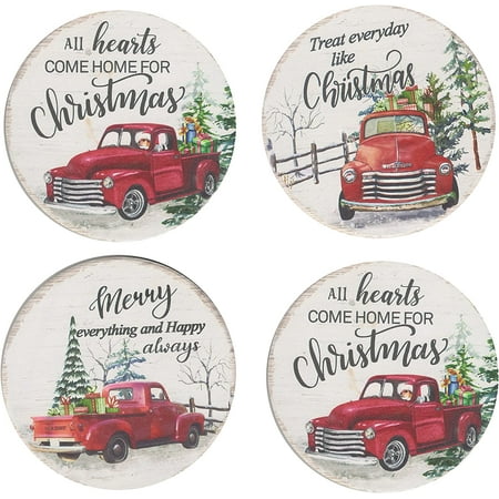 JOOCAR Christmas Coasters Retro Red Truck Christmas Tree Gifts for Home Kitchen Table Bar Decor Housewarming Gift Coasters Set of 4
JOOCAR Christmas Coasters Retro Red Truck Christmas Tree Gifts for Home Kitchen Table Bar Decor Housewarming Gift Coasters Set of 4