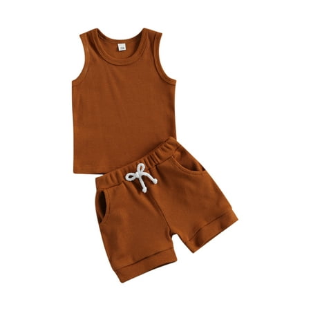 Baby Girl Boy Summer Clothes Short Sleeve T Shirt Elastic Waist Shorts Infant Camisole Tank Top Shorts Set
Baby Girl Boy Summer Clothes Short Sleeve T Shirt Elastic Waist Shorts Infant Camisole Tank Top Shorts Set