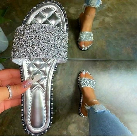 HIMIWAY Womens Sandals Sandals Women Summer Platform Crystal Women s Slippers Big Size Metal Decoration Beach Shoes Silver 40
HIMIWAY Womens Sandals Sandals Women Summer Platform Crystal Women s Slippers Big Size Metal Decoration Beach Shoes Silver 40