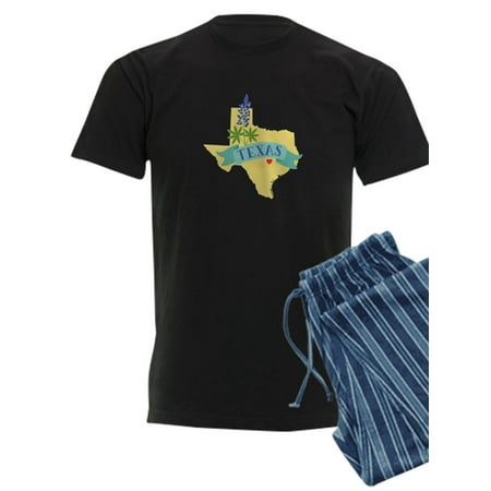 CafePress - Texas State Outline Bluebonnet Flower Pajamas - Men s Dark Pajamas