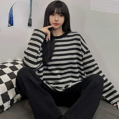 PIKADINGNIS Womens Pajamas Set Stripe Autumn Winter Leisure Elastic Waist Woman Sleepwear Long Sleeve Nightwear Soft Pijama Homewear Cloth
PIKADINGNIS Womens Pajamas Set Stripe Autumn Winter Leisure Elastic Waist Woman Sleepwear Long Sleeve Nightwear Soft Pijama Homewear Cloth