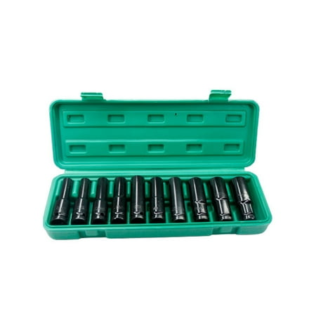 1/2Inch Drive Hex Impact Socket Set 10-Piece Deep Socket Metric Sizes 8-19mm Carbon Steel with Storage Box
1/2Inch Drive Hex Impact Socket Set 10-Piece Deep Socket Metric Sizes 8-19mm Carbon Steel with Storage Box