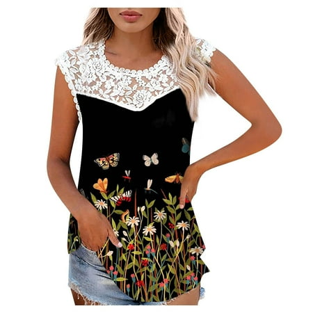 Womens Print Lace Sleeveless Tops Round Neck Splicing Tank Tops Slim Comfortable Lightweight T-Shirt Women S Tops Tees & Blouses Multicolor XXL
Womens Print Lace Sleeveless Tops Round Neck Splicing Tank Tops Slim Comfortable Lightweight T-Shirt Women S Tops Tees & Blouses Multicolor XXL