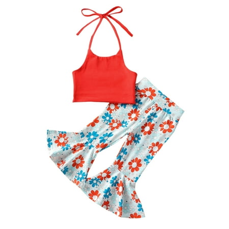 Wassery Newborn Baby Girl 4th of July Outfits 0-6 Months Infant Girl Summer Outfits Sleeveless Halter Tank Tops +Floral Pants Bell Bottoms 2Pcs Independence Day Set
Wassery Newborn Baby Girl 4th of July Outfits 0-6 Months Infant Girl Summer Outfits Sleeveless Halter Tank Tops +Floral Pants Bell Bottoms 2Pcs Independence Day Set
