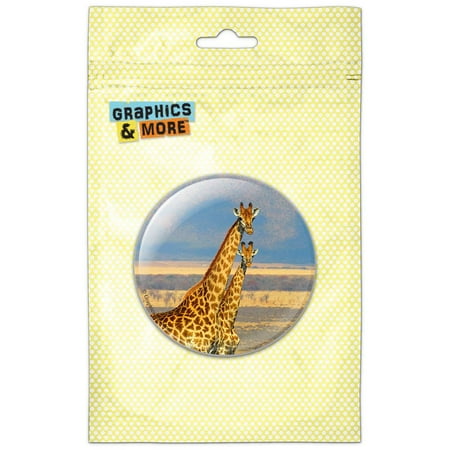 Two Giraffes on Prairie Refrigerator Button Magnet