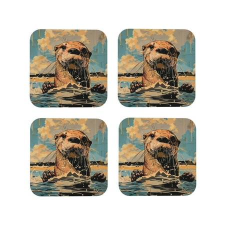 Honeii Playful Otter Tropical Beach Print Leather Coaster Set of 4 Ideal for Safeguarding Your Furniture from Drinks Spills and Effortless Cleanup-Square
Honeii Playful Otter Tropical Beach Print Leather Coaster Set of 4 Ideal for Safeguarding Your Furniture from Drinks Spills and Effortless Cleanup-Square