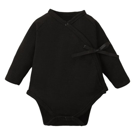 DEFAHN Side Snap Bodysuit Baby Girl Kimono Onsies Long Sleeve Waffle Newborn to 9 Months Boy Solid Romper (Black Newborn)
DEFAHN Side Snap Bodysuit Baby Girl Kimono Onsies Long Sleeve Waffle Newborn to 9 Months Boy Solid Romper (Black Newborn)