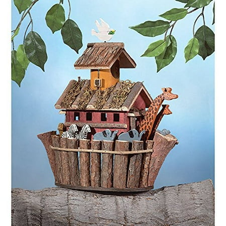 NEW 12 ½"x6 ½"x12 ½" Brown Wooden Outdoor Garden Noah's Ark Design Birdhouse, By Songbird Valley from USA