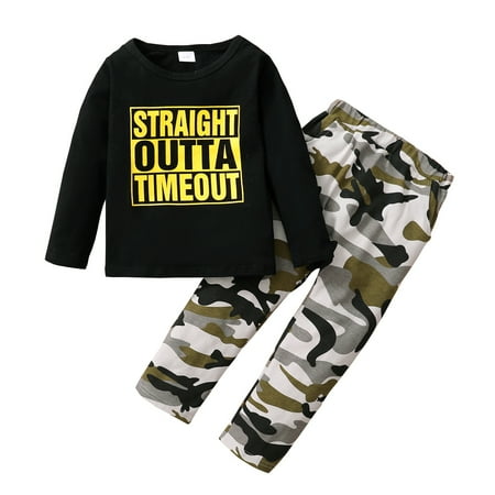 NZRVAWS Baby Boys Clothes Letter Print Long Sleeve Round Neck Top +Camouflage Print Pants 2Pcs Outfits Set 18-24 Months Black
NZRVAWS Baby Boys Clothes Letter Print Long Sleeve Round Neck Top +Camouflage Print Pants 2Pcs Outfits Set 18-24 Months Black