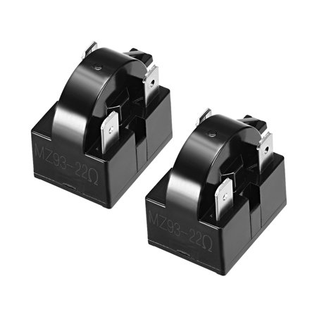 2Pcs 22 Ohm 3 Pin Refrigerator PTC Starter Relay Black