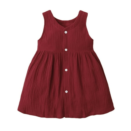 Baby Girls Dress V Neck Solid Color Sleeveless Button Dress 1PCS Summer Dress 18-24 Months Red
Baby Girls Dress V Neck Solid Color Sleeveless Button Dress 1PCS Summer Dress 18-24 Months Red