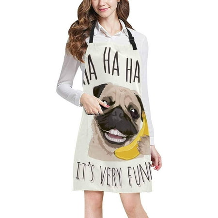 ASHLEIGH Funny Cartoon Pug Dog on Banana Telephone Kitchen Apron Mens and Womens Bib Apron Adjustable with Pockets for Cooking Baking Gardening
ASHLEIGH Funny Cartoon Pug Dog on Banana Telephone Kitchen Apron Mens and Womens Bib Apron Adjustable with Pockets for Cooking Baking Gardening