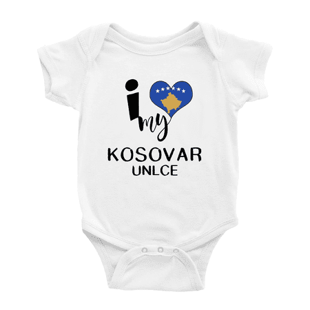I Heart My Kosovar Unlce Kosovo Love Flag Baby Bodysuit (White 0-3 Months)