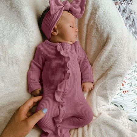 Baby Girl Boy Ruffle Romper Knit Jumpsuit Long Sleeve Zipper Footie Playsuit Headband Solid Fall Winter Outfits
Baby Girl Boy Ruffle Romper Knit Jumpsuit Long Sleeve Zipper Footie Playsuit Headband Solid Fall Winter Outfits