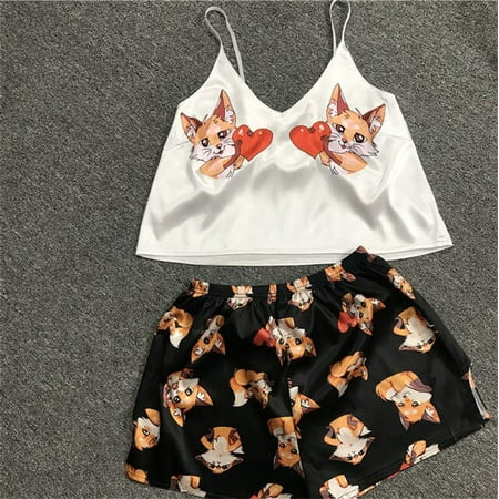 QWZNDZGR Summer Pyjamas Women Cartoon Pajamas Satin 2Piece Set Sexy Sleepwear Female Sleep Tops Shorts Girls Home Clothes Suit Nightie
QWZNDZGR Summer Pyjamas Women Cartoon Pajamas Satin 2Piece Set Sexy Sleepwear Female Sleep Tops Shorts Girls Home Clothes Suit Nightie