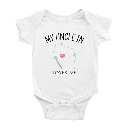 My Uncle In Wisconsin Loves Me Baby Romper Boy Girl Clothing 6-12 Months