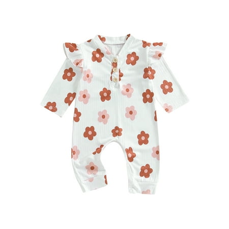 Woshilaocai Baby Girls Button Romper Floral Print Ruffles Long Sleeve Jumpsuits
Woshilaocai Baby Girls Button Romper Floral Print Ruffles Long Sleeve Jumpsuits