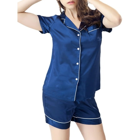 wybzd Women Satin Silk Pyjamas Set Short Sleeve Sleepwear Soft Button Down Tops+Shorts Sleepwear Loungewear Blue XXL
wybzd Women Satin Silk Pyjamas Set Short Sleeve Sleepwear Soft Button Down Tops+Shorts Sleepwear Loungewear Blue XXL