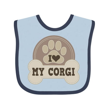 Inktastic Welsh Corgi I Love My Corgi Gift Baby Boy or Baby Girl Bib