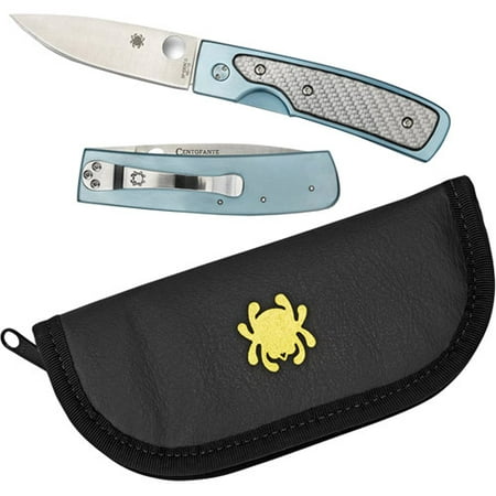 Spyderco Memory Folding Titanium Knife by Frank Centofante, Plain Edge with Pouch
