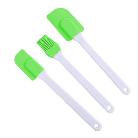 Tmosphere 3Pcs Silicone Spatula Cake Cream Butter Scraper Brush Kitchen Baking Pastry Tool Green