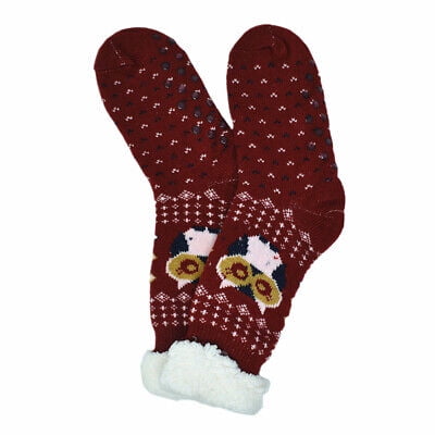 Women Winter Cozy Fuzzy Sherpa Fleece-lined Thermal Non-Skid Slipper Socks Lot