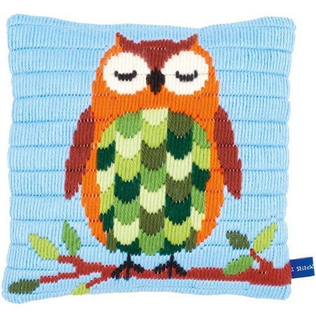 Sleeping Owl Cushion Longstitch Kit, 10" x 10" Stitched In Yarn