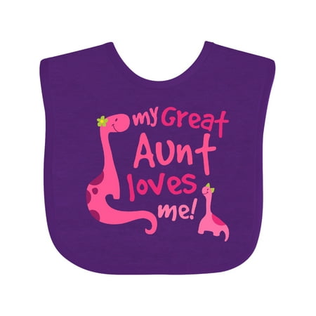Inktastic My Great Aunt Loves Me Dino Gift Baby Girl Bib