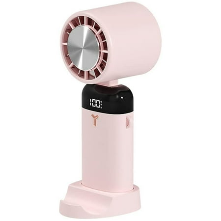 Handheld Folding Fan Portable Electric Cold Compress Cooling Fan USB Rechargeable Desk Table Fan with 3 Adjustable Wind Speed LED Digital Display Phone Holder for Home Office Travel Camping Fish Pink