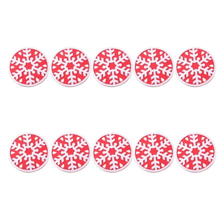 10 Pcs Christmas Themed Coasters Round Felt Fabric Non-skid Insulation Cup Mats Drink Placemat (Snowflake)