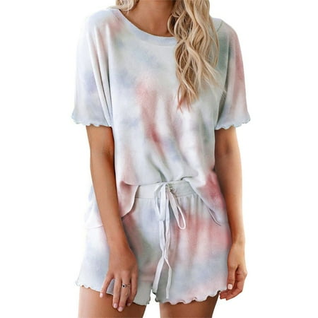 BESTYO Women Summer 2 Piece Pajamas Set Gradient Tie-Dye Short Sleeve Sleepwear Ruffles Drawstring Loungewear Streetwear S-3XL
BESTYO Women Summer 2 Piece Pajamas Set Gradient Tie-Dye Short Sleeve Sleepwear Ruffles Drawstring Loungewear Streetwear S-3XL