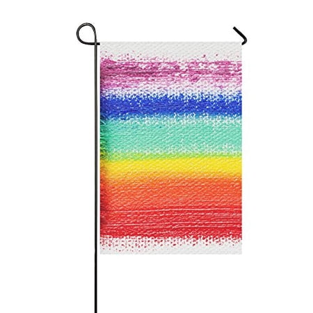MYPOP Paintbrush Bristle Closeup and Multicolor Rainbow Yard Garden Flag 12 x 18 Inches