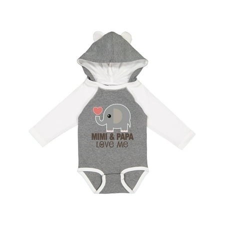 Inktastic Mimi and Papa Love Me Elephant Gift Baby Boy or Baby Girl Long Sleeve Bodysuit