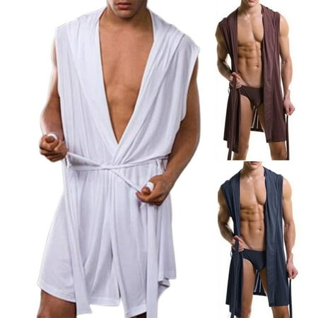 Men Bathrobe Solid Color Hooded Sleeveless Friendly to Skin Men Sleepwear Milk Fiber Fabric Casual Robe
Men Bathrobe Solid Color Hooded Sleeveless Friendly to Skin Men Sleepwear Milk Fiber Fabric Casual Robe